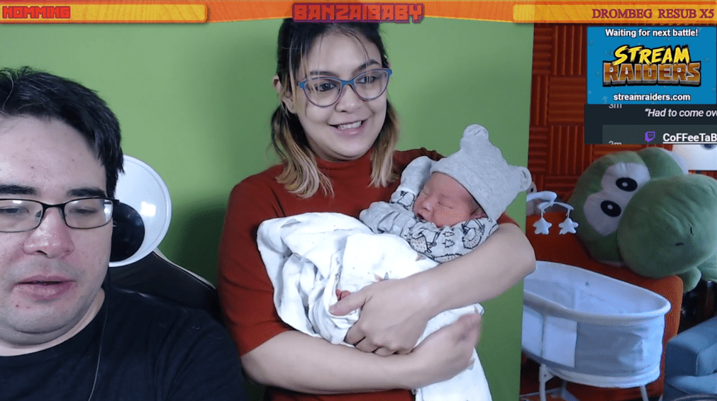 BanzaiBaby and Mr. B on Twitch with their new baby!