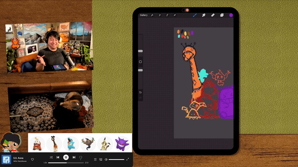 Screenshot of Numbur4 Twitch Stream drawing Pokemon